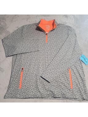 Birdie Bound Golf Pullover Mens 2XL Gray 1/4 Zip Long Sleeve Cocktail Print